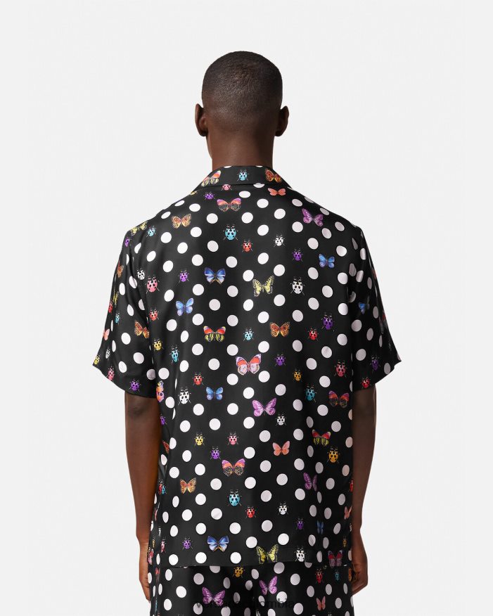 hombres camisa de seda mariposas Versace un color 2RP40F1282 ropa