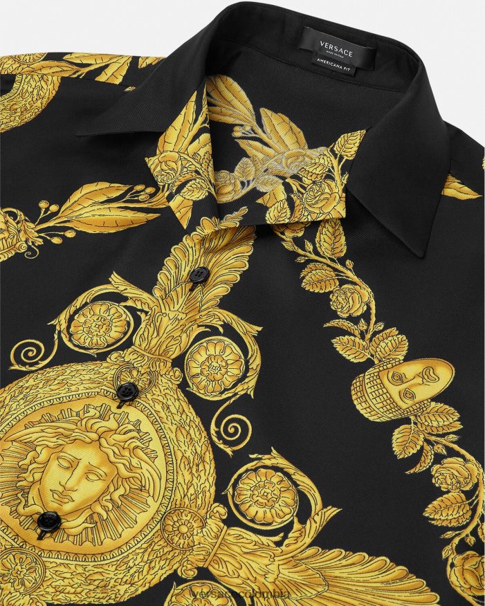 hombres camisa maschera barroca de seda Versace imprimir 2RP40F1311 ropa