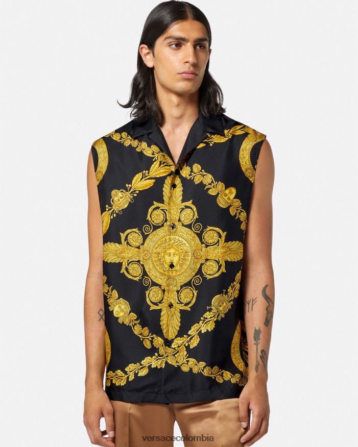 hombres camisa maschera barroca de seda Versace imprimir 2RP40F1312 ropa
