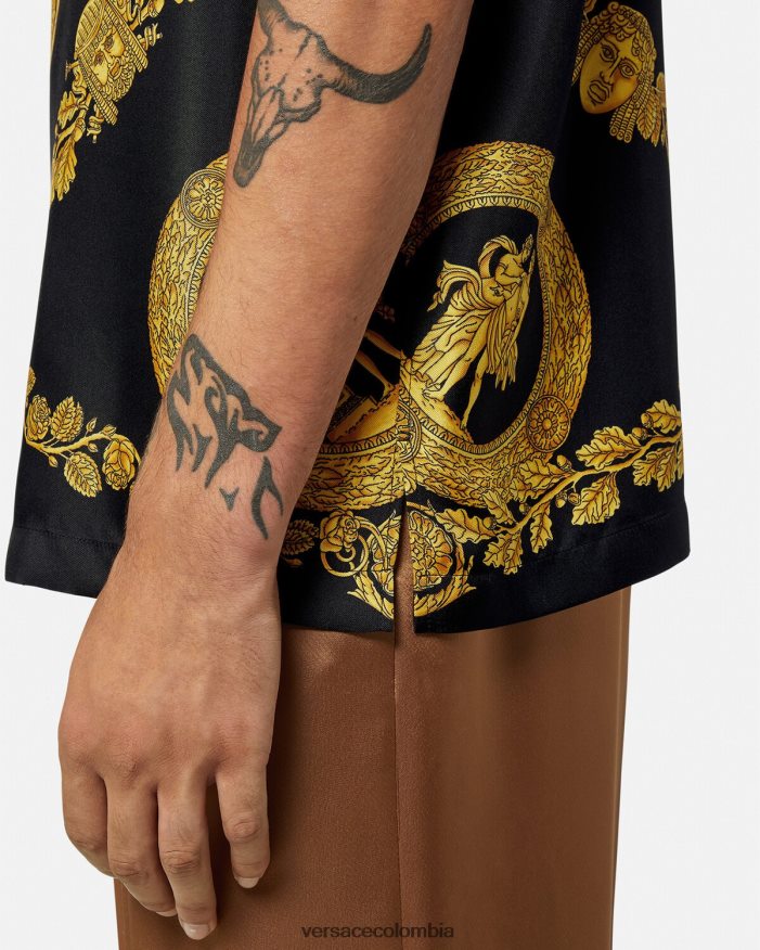 hombres camisa maschera barroca de seda Versace imprimir 2RP40F1312 ropa