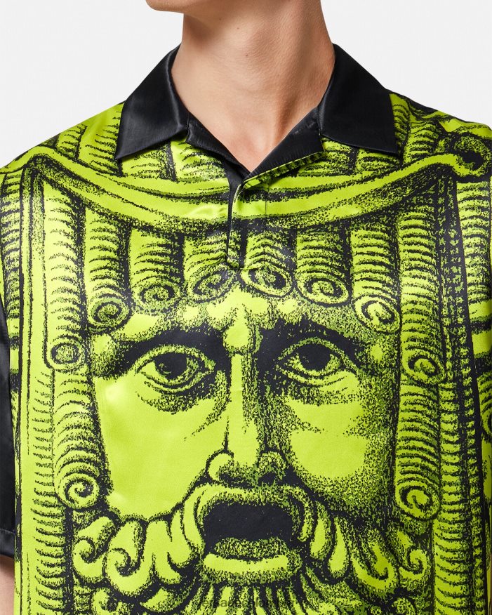 hombres polo manga corta la maschera Versace negro y lima 2RP40F1310 ropa