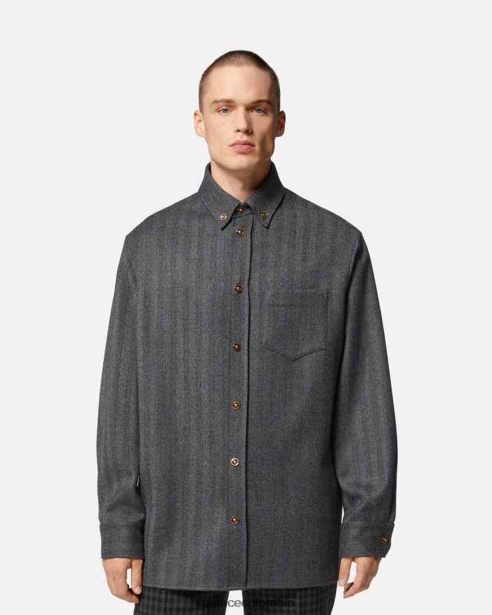 hombres sobrecamisa de cachemir con medusa Versace gris 2RP40F1302 ropa