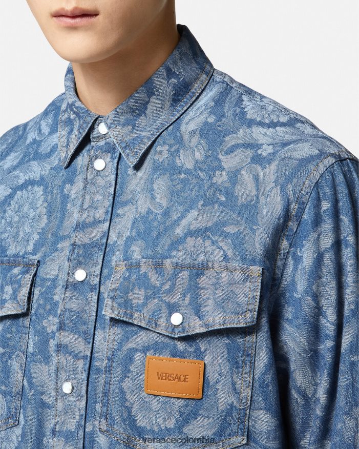 hombres sobrecamisa de mezclilla en jacquard barroco Versace Plano 2RP40F1299 ropa