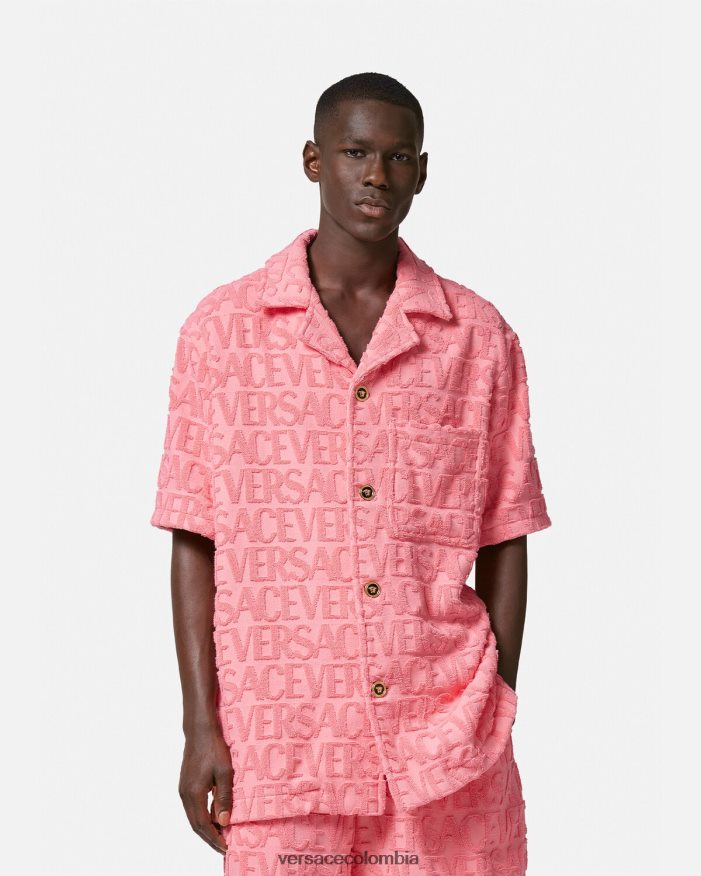 hombres sobrecamisa de toalla Versace rosa 2RP40F1281 ropa