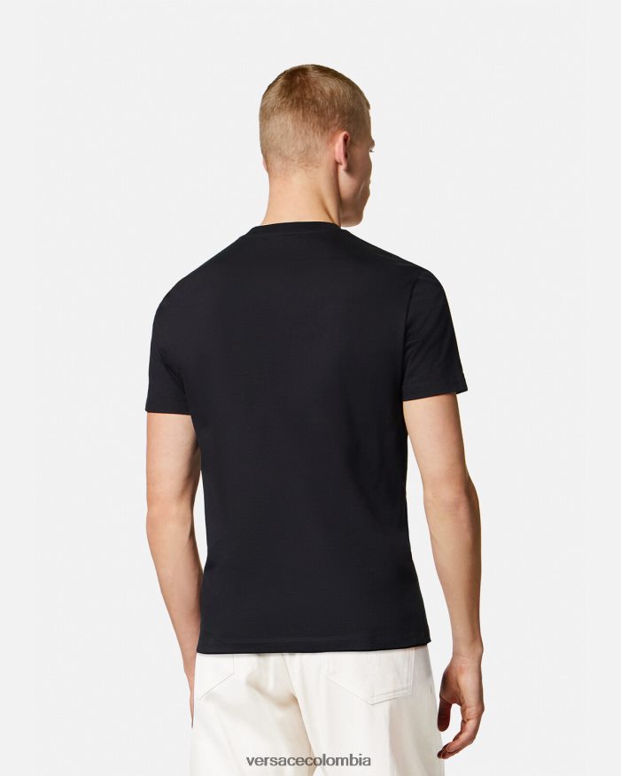 hombres camiseta con bordado de conchas barrocas Versace negro 2RP40F1363 ropa