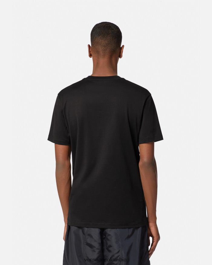 hombres camiseta con bordado de medusa Versace negro 2RP40F1396 ropa