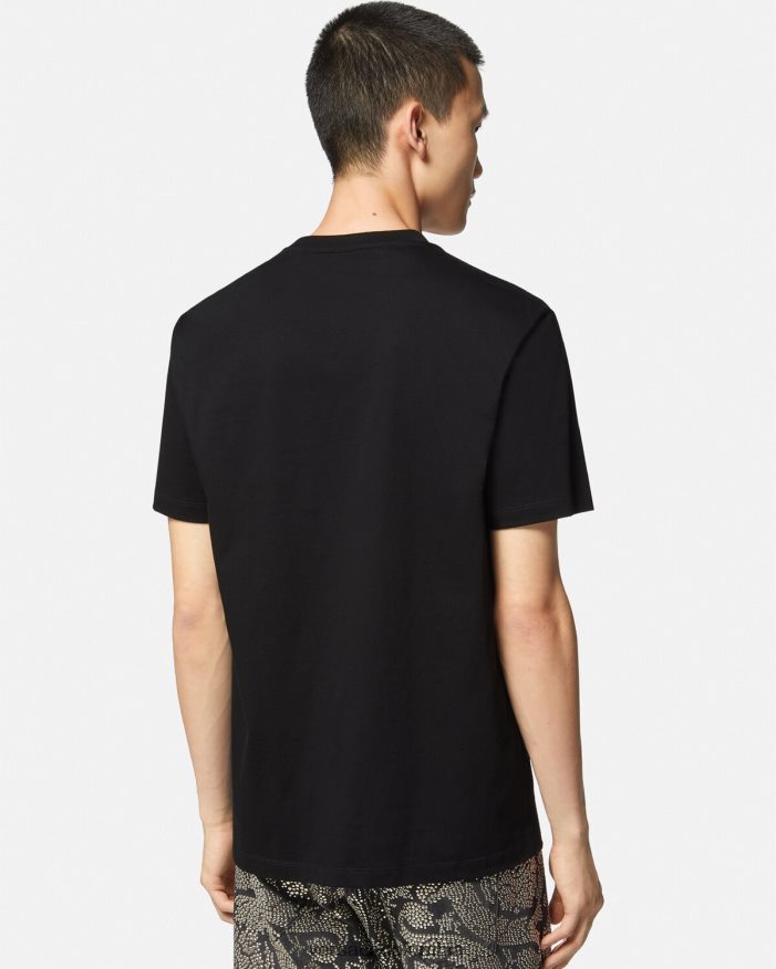 hombres camiseta con estampado de imperdible Versace negro 2RP40F1400 ropa