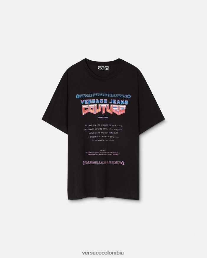 hombres camiseta con logo de garantía Versace negro 2RP40F2368 ropa