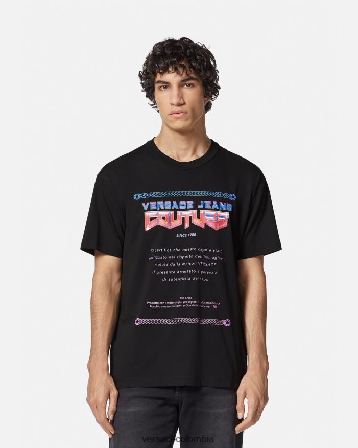 hombres camiseta con logo de garantía Versace negro 2RP40F2368 ropa
