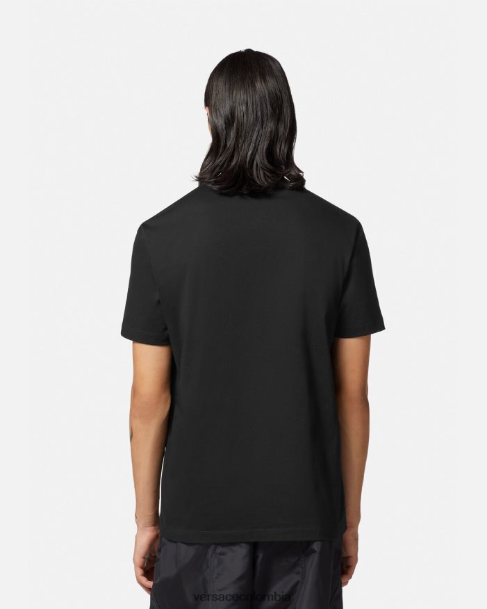 hombres camiseta con logo de la maschera Versace negro 2RP40F1385 ropa