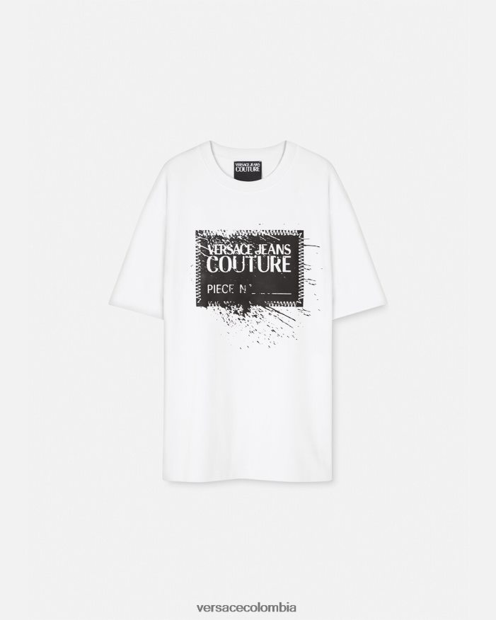 hombres camiseta con logo y número de pieza Versace blanco 2RP40F2392 ropa