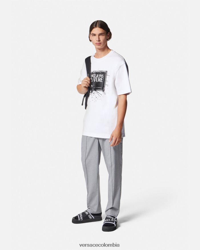 hombres camiseta con logo y número de pieza Versace blanco 2RP40F2392 ropa
