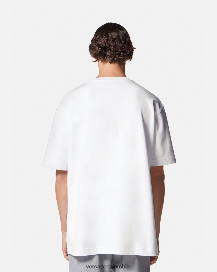 hombres camiseta con logo y número de pieza Versace blanco 2RP40F2392 ropa