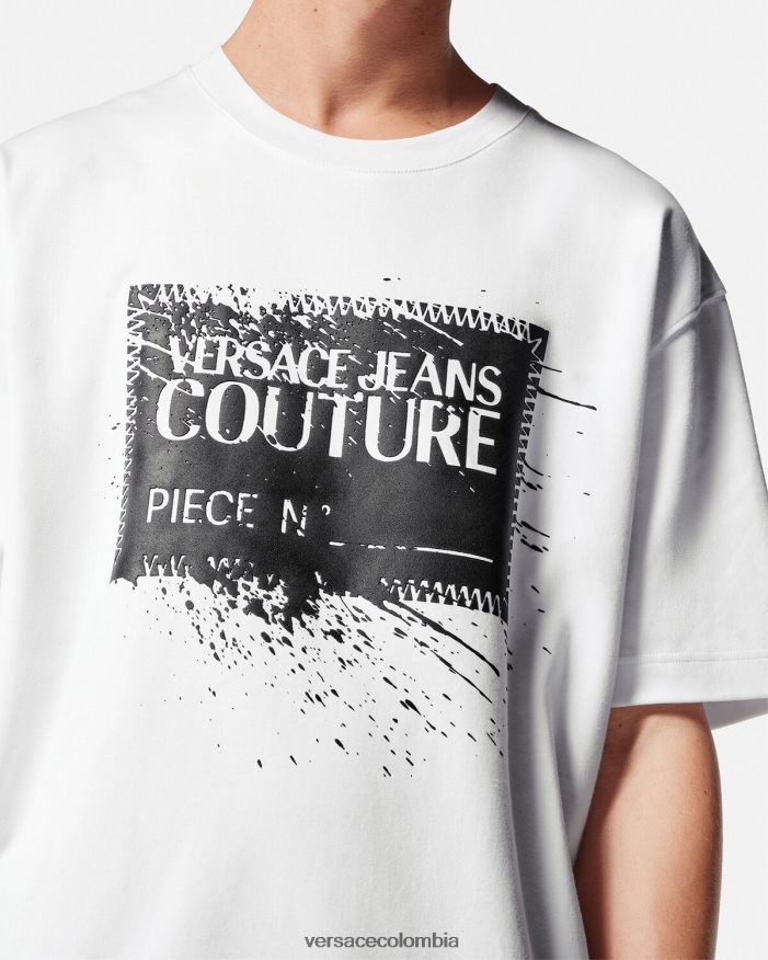 hombres camiseta con logo y número de pieza Versace blanco 2RP40F2392 ropa