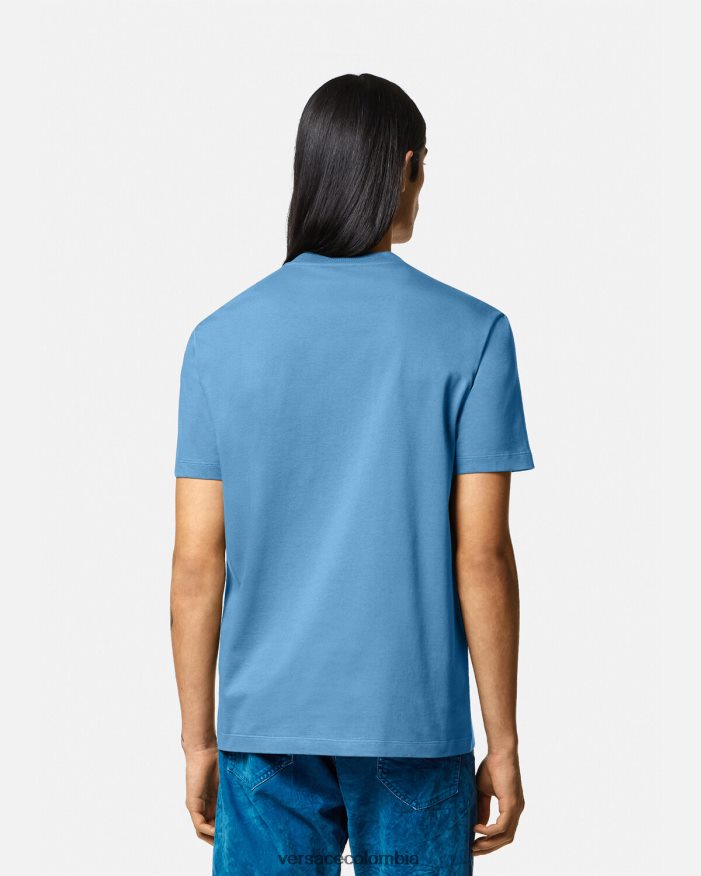 hombres camiseta con logo y silueta barroca Versace azul claro 2RP40F1367 ropa