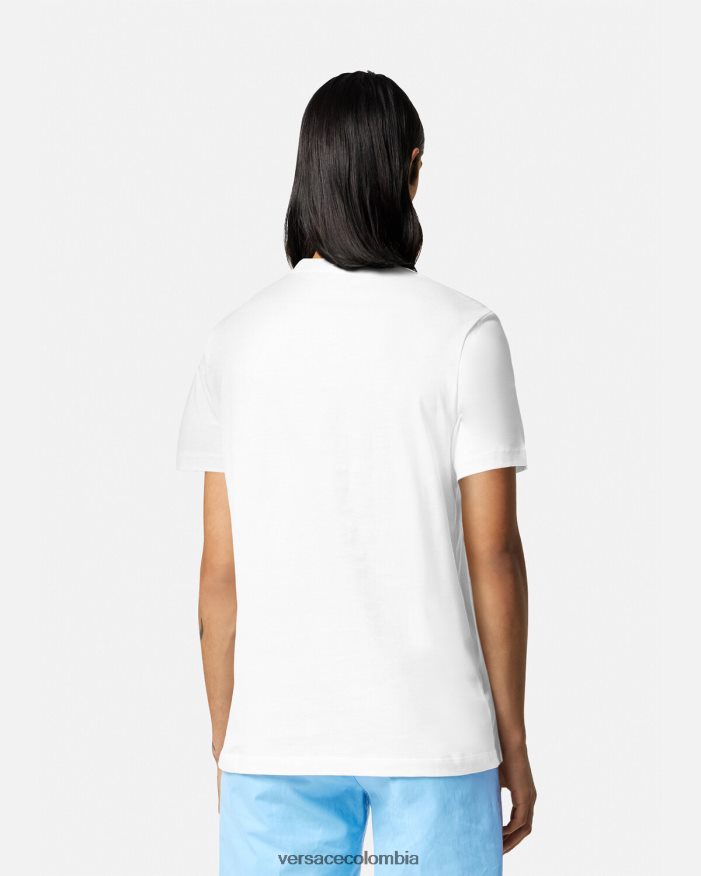 hombres camiseta con logo y silueta barroca Versace blanco 2RP40F1366 ropa