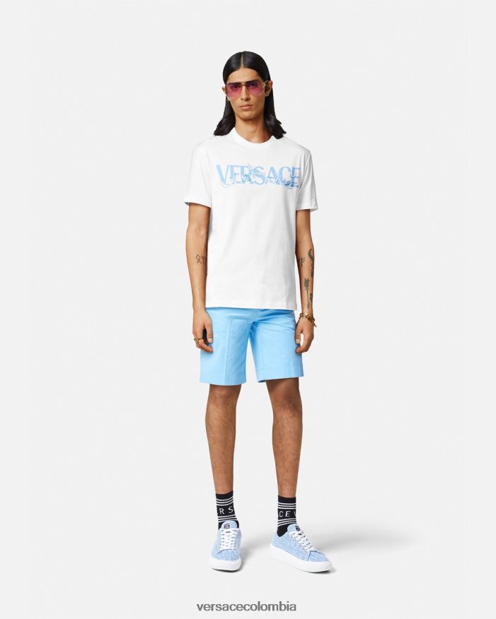 hombres camiseta con logo y silueta barroca Versace blanco 2RP40F1366 ropa