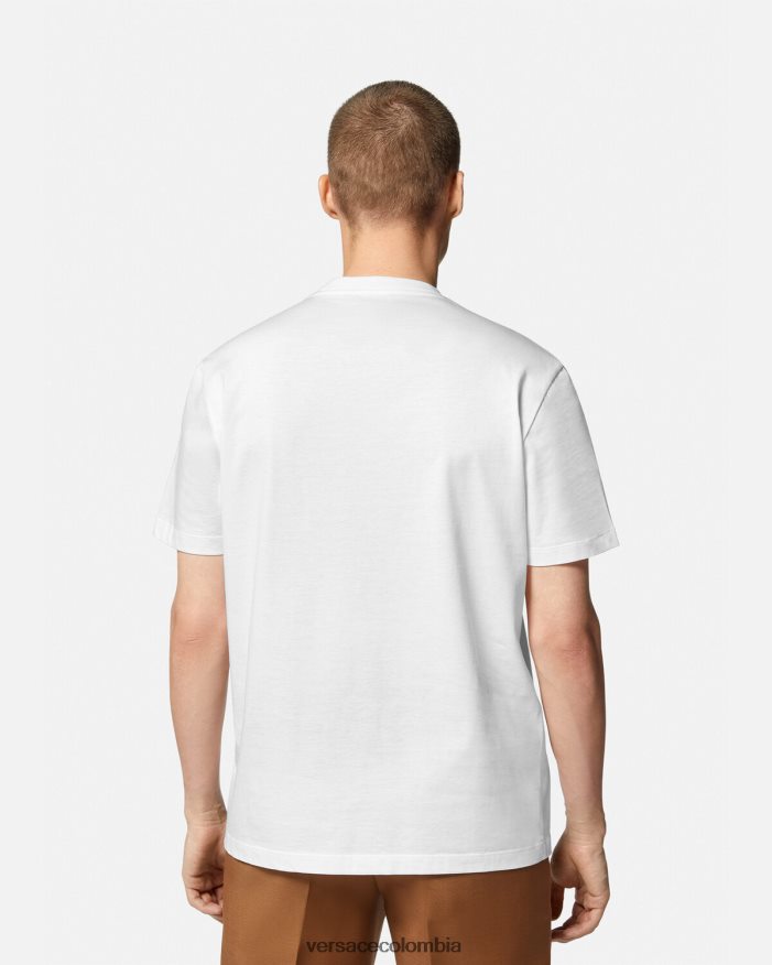 hombres camiseta con logo y silueta barroca Versace blanco 2RP40F1379 ropa