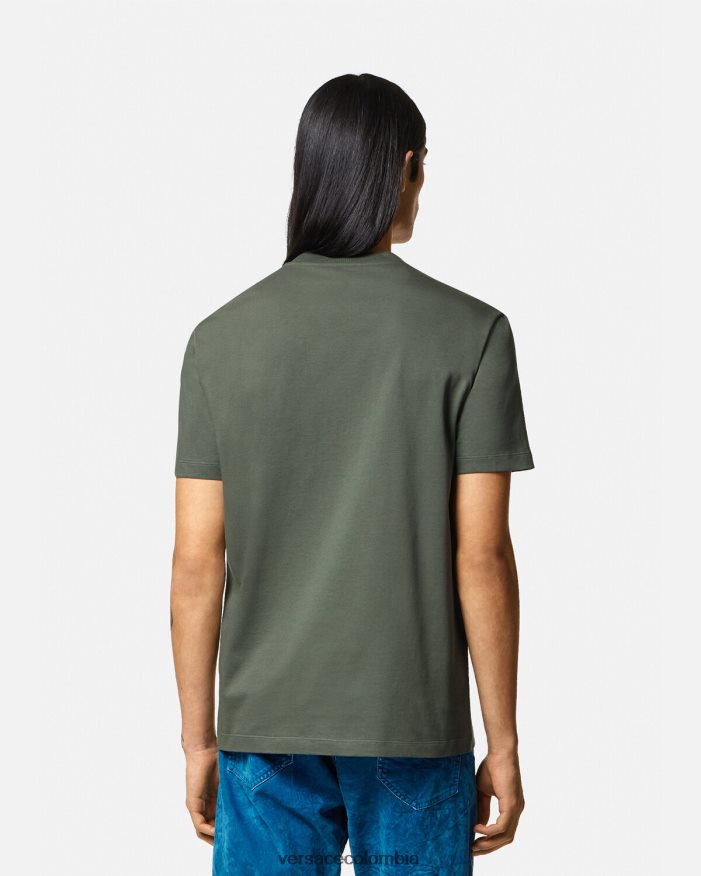 hombres camiseta con logo y silueta barroca Versace verde 2RP40F1368 ropa