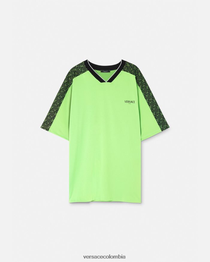hombres camiseta gimnasio la greca Versace verde y negro 2RP40F1462 ropa