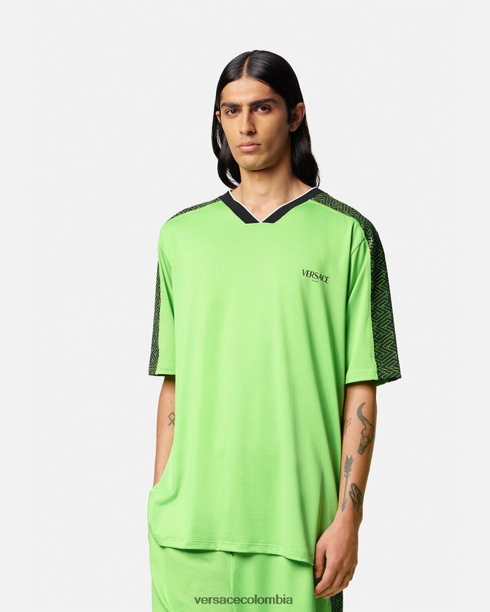 hombres camiseta gimnasio la greca Versace verde y negro 2RP40F1462 ropa