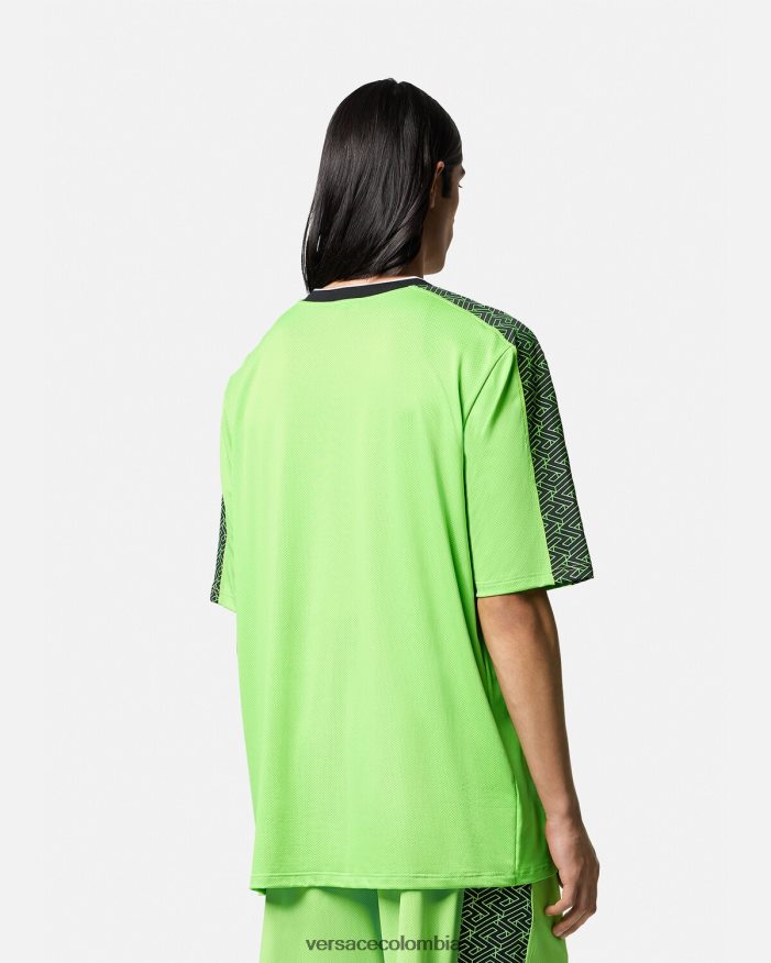 hombres camiseta gimnasio la greca Versace verde y negro 2RP40F1462 ropa