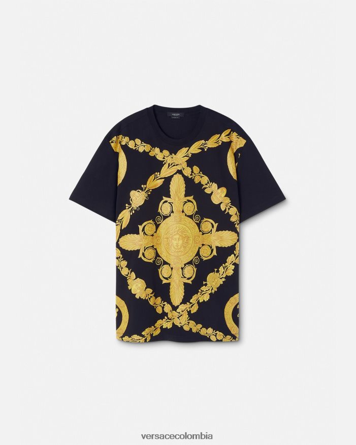 hombres camiseta maschera barroca Versace imprimir 2RP40F1388 ropa