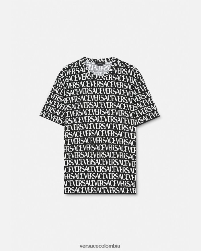 hombres camiseta por toda la prenda Versace negro y estampado 2RP40F1390 ropa