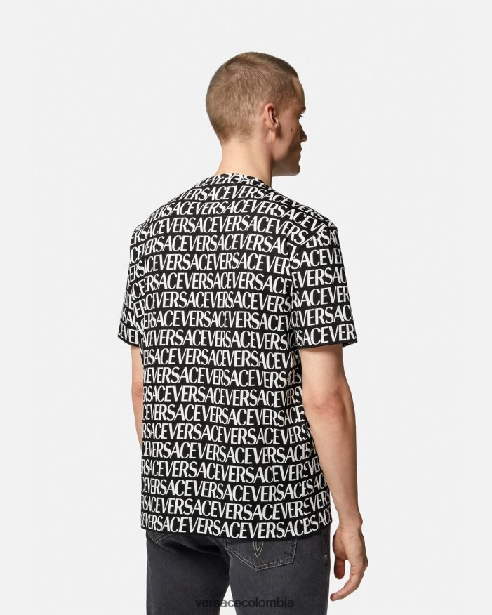 hombres camiseta por toda la prenda Versace negro y estampado 2RP40F1390 ropa