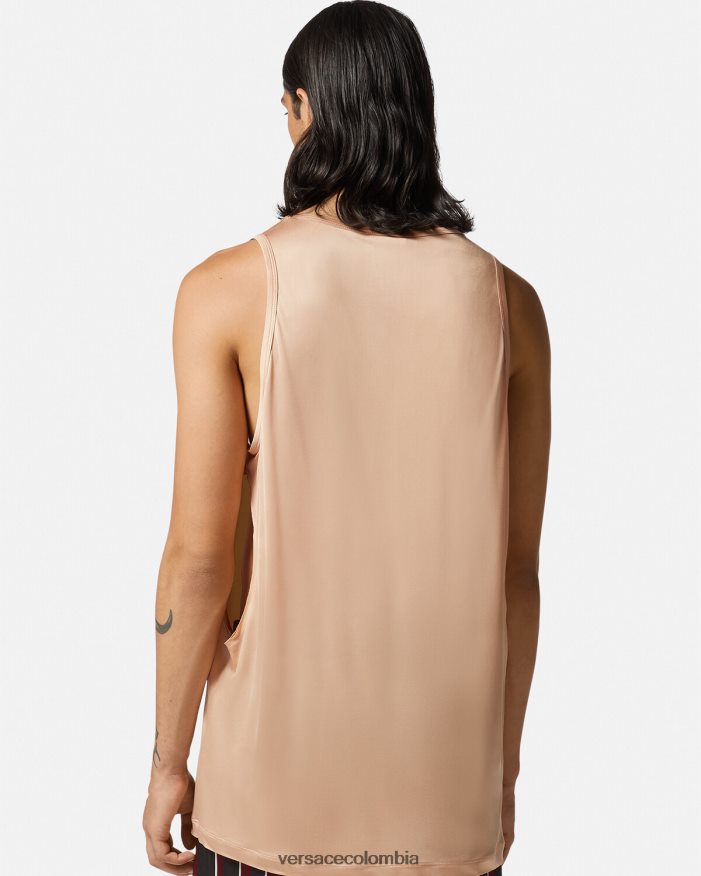 hombres camiseta sin mangas con abertura Versace beige 2RP40F1380 ropa