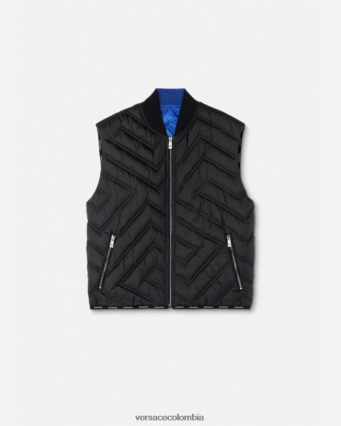 hombres chaleco acolchado la greca Versace negro 2RP40F1247 ropa
