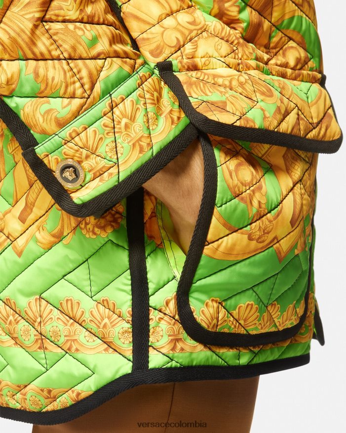 hombres chaqueta blusón acolchada barroco 660 Versace oro y verde 2RP40F1242 ropa