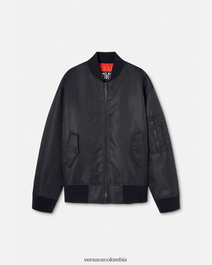 hombres chaqueta bomber con emblema en V Versace negro 2RP40F2418 ropa