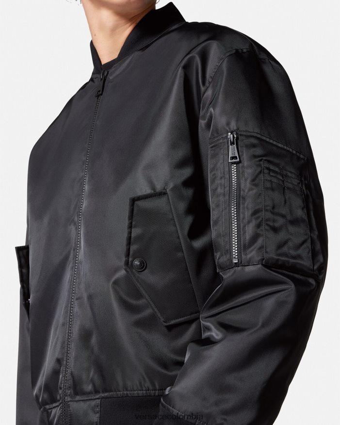 hombres chaqueta bomber con emblema en V Versace negro 2RP40F2418 ropa