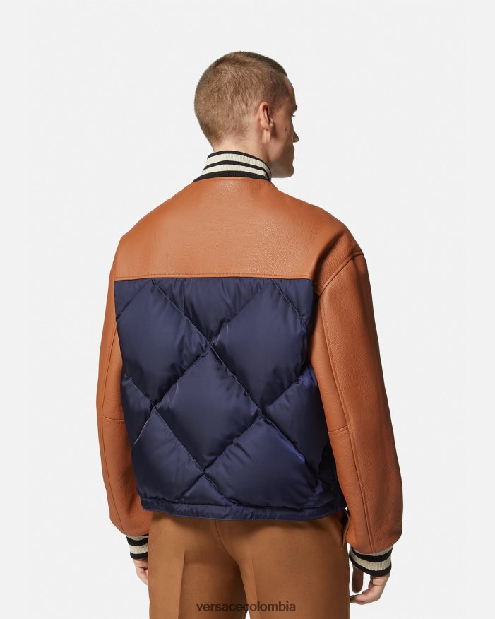 hombres chaqueta bomber con logo universitario Versace azul Marrón 2RP40F1257 ropa