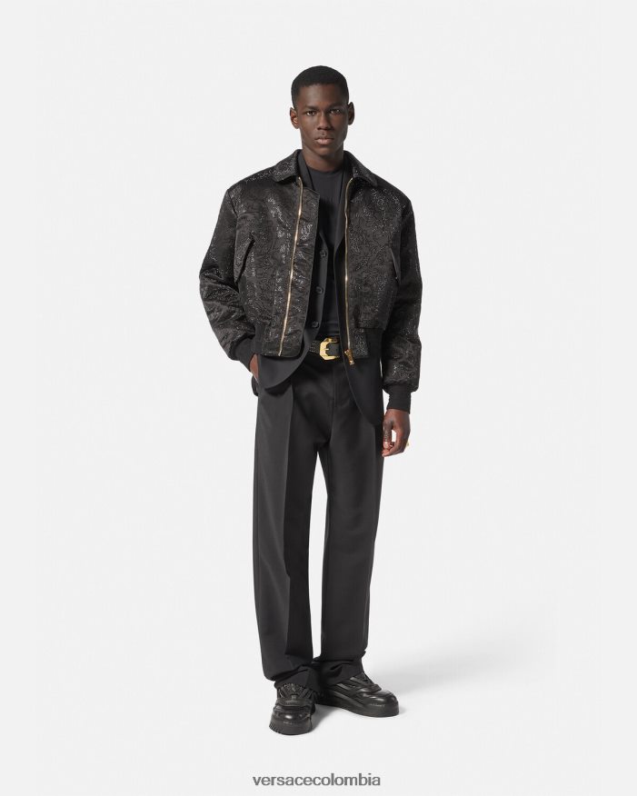 hombres chaqueta bomber con silueta barroca y adornos Versace negro 2RP40F1226 ropa