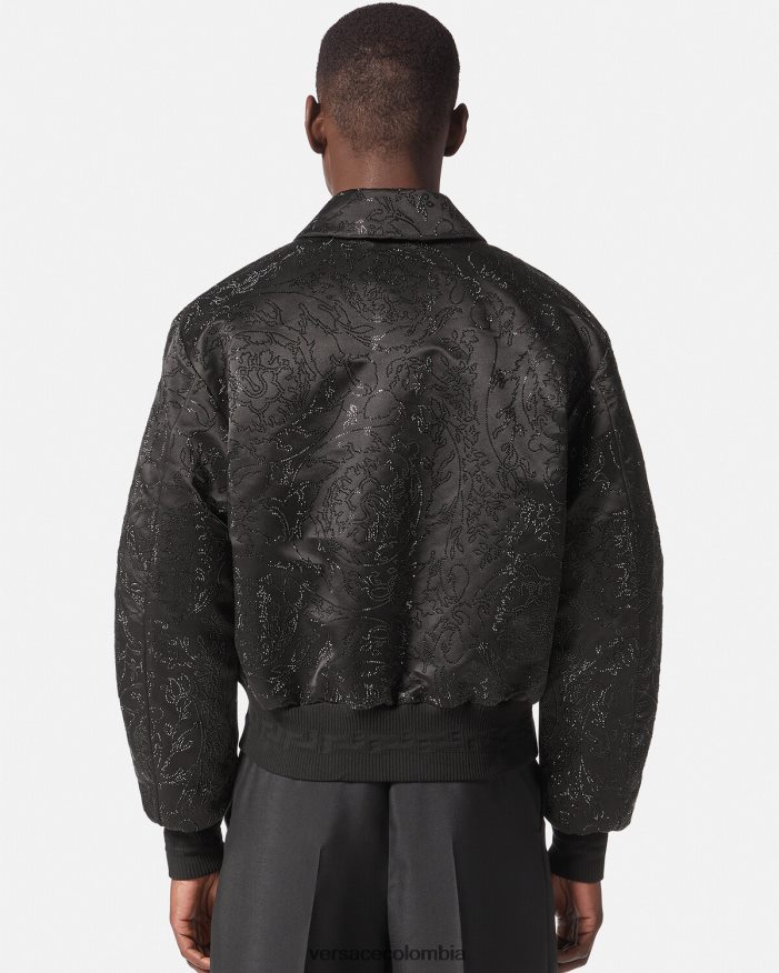 hombres chaqueta bomber con silueta barroca y adornos Versace negro 2RP40F1226 ropa
