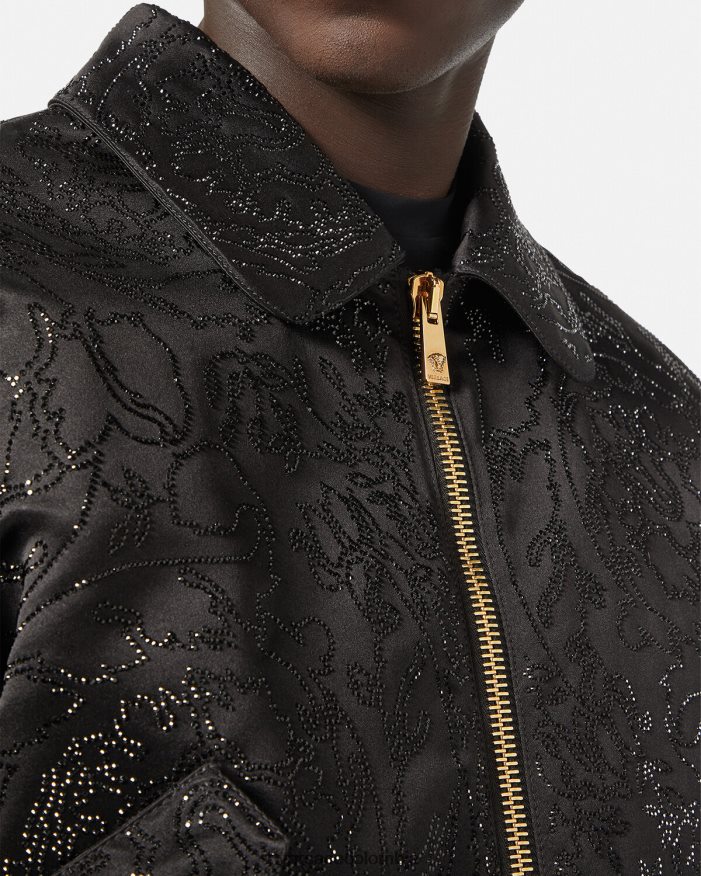 hombres chaqueta bomber con silueta barroca y adornos Versace negro 2RP40F1226 ropa