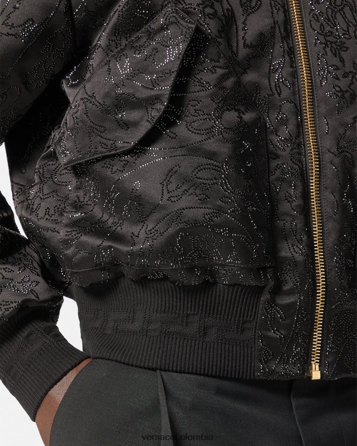 hombres chaqueta bomber con silueta barroca y adornos Versace negro 2RP40F1226 ropa