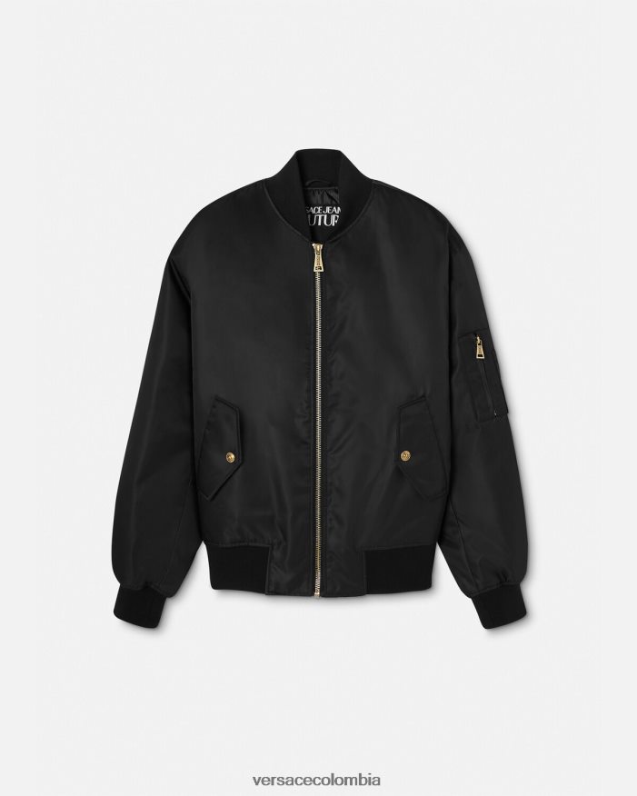 hombres chaqueta bomber de alta costura con logo Versace oro negro 2RP40F2417 ropa