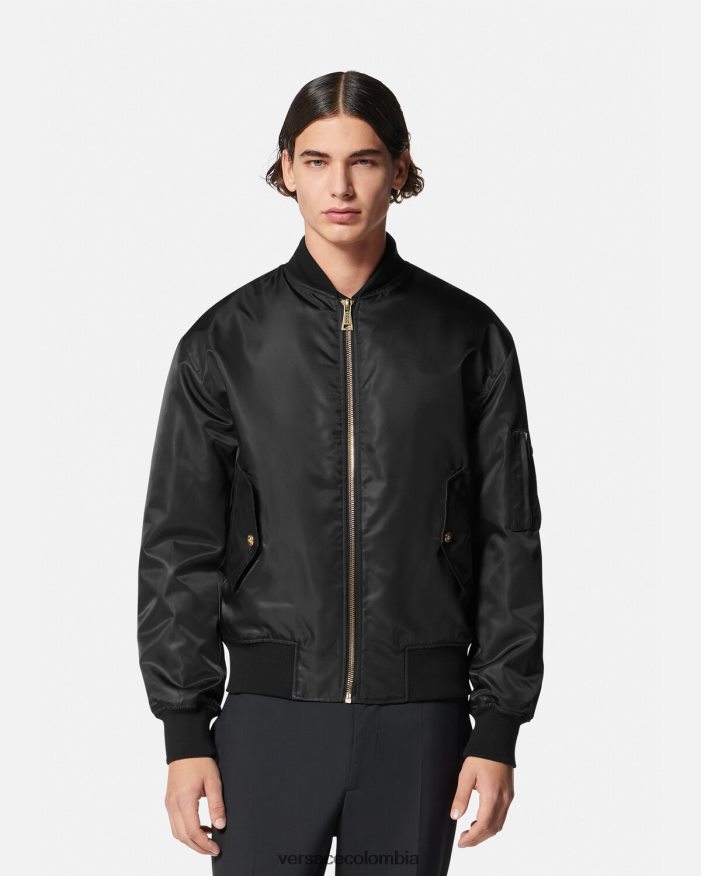 hombres chaqueta bomber de alta costura con logo Versace oro negro 2RP40F2417 ropa