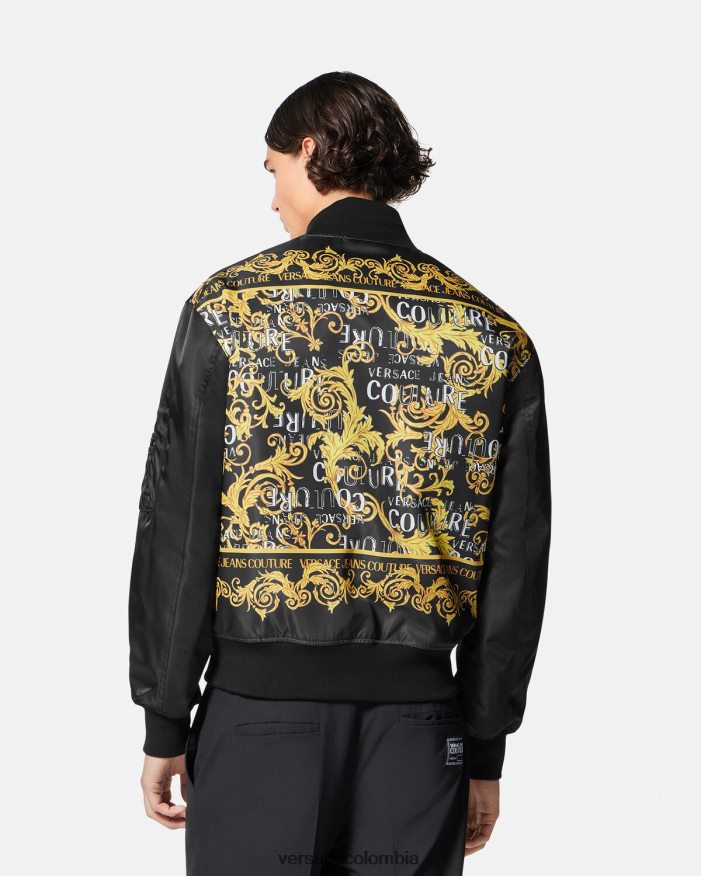 hombres chaqueta bomber de alta costura con logo Versace oro negro 2RP40F2417 ropa