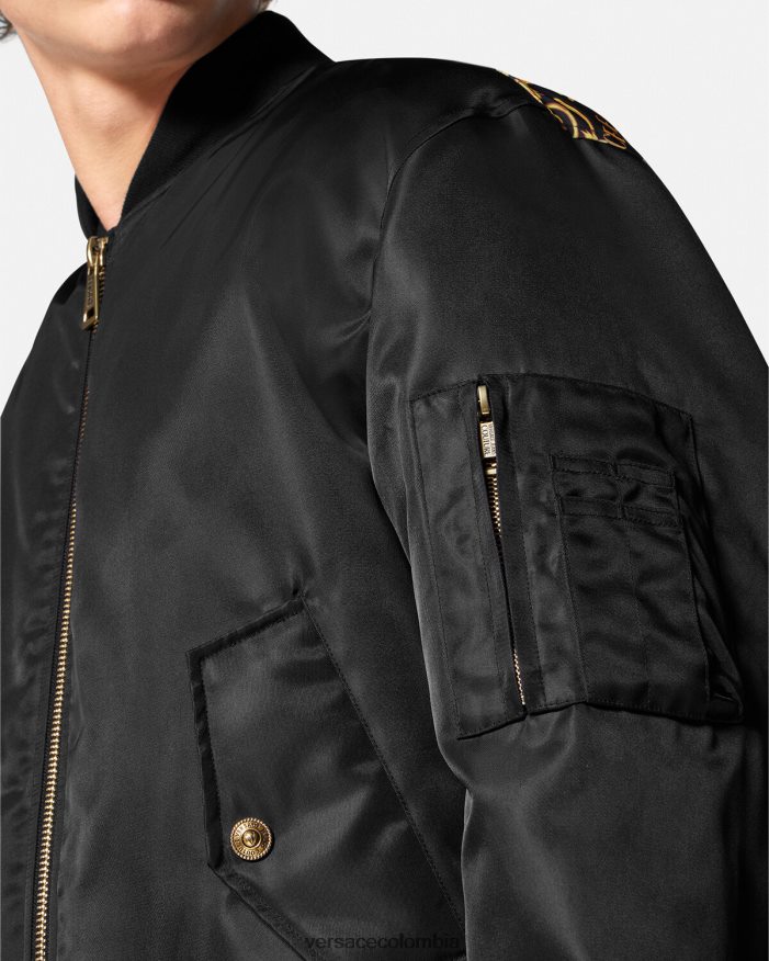 hombres chaqueta bomber de alta costura con logo Versace oro negro 2RP40F2417 ropa