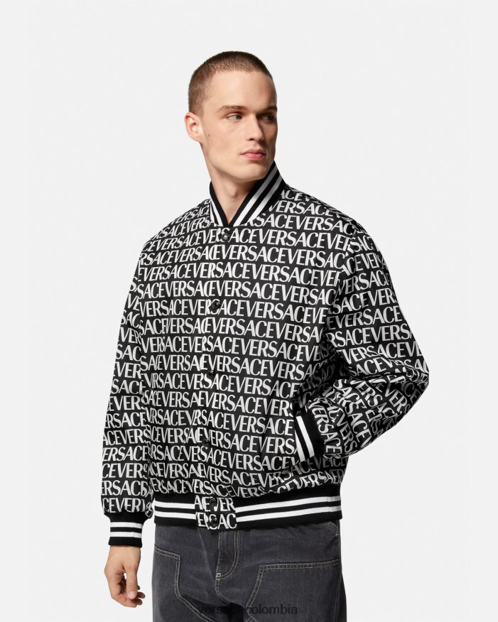 hombres chaqueta bomber integral Versace negro y estampado 2RP40F1238 ropa