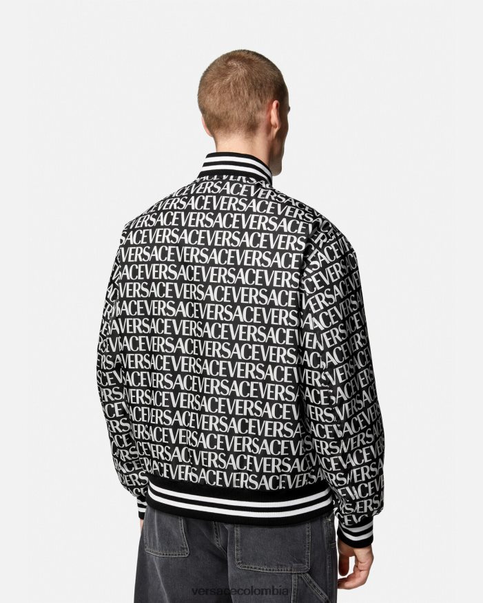 hombres chaqueta bomber integral Versace negro y estampado 2RP40F1238 ropa