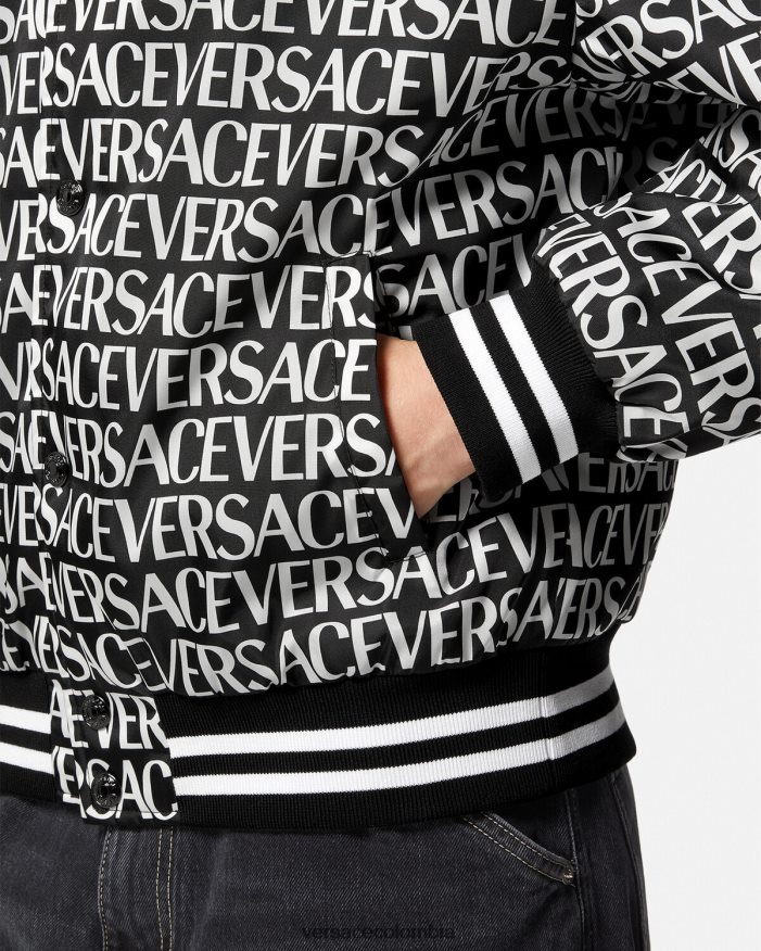 hombres chaqueta bomber integral Versace negro y estampado 2RP40F1238 ropa
