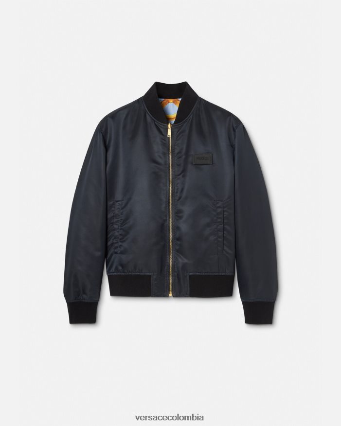 hombres chaqueta bomber reversible barroco 660 Versace azul y oro 2RP40F1240 ropa