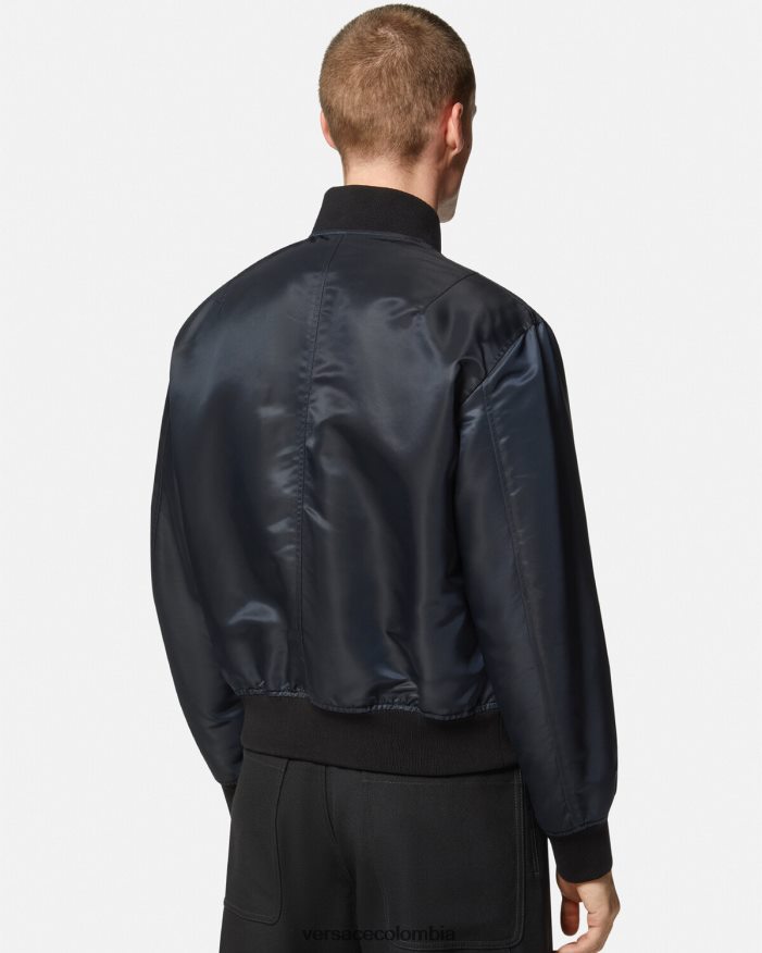 hombres chaqueta bomber reversible barroco 660 Versace azul y oro 2RP40F1240 ropa