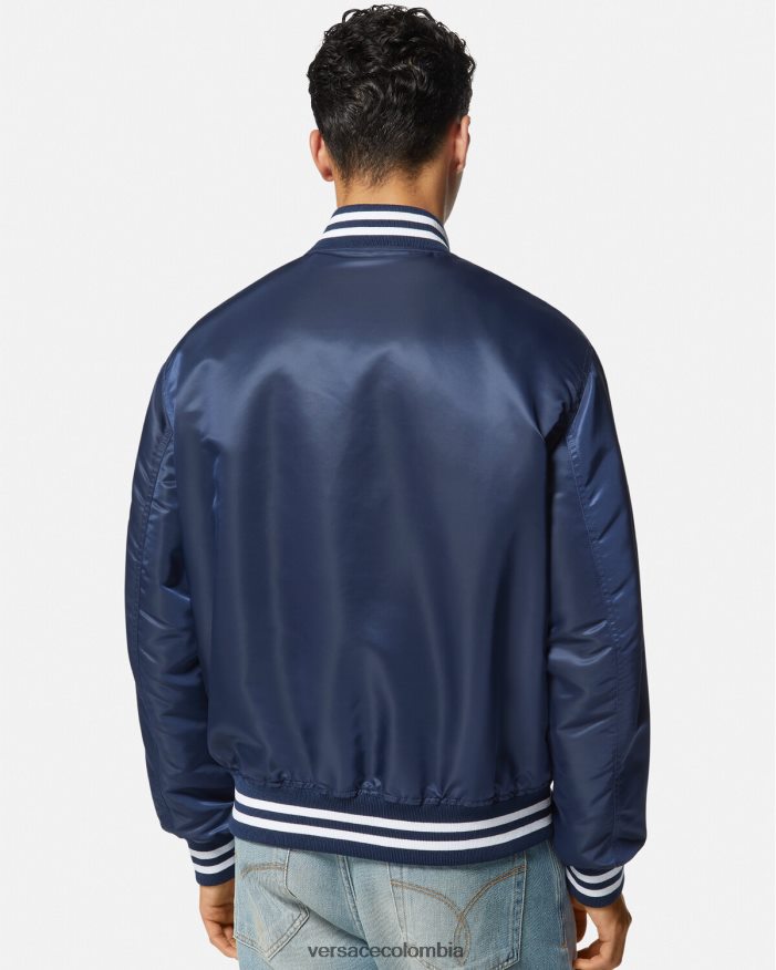 hombres chaqueta bomber universitaria de nailon Versace azul 2RP40F1230 ropa
