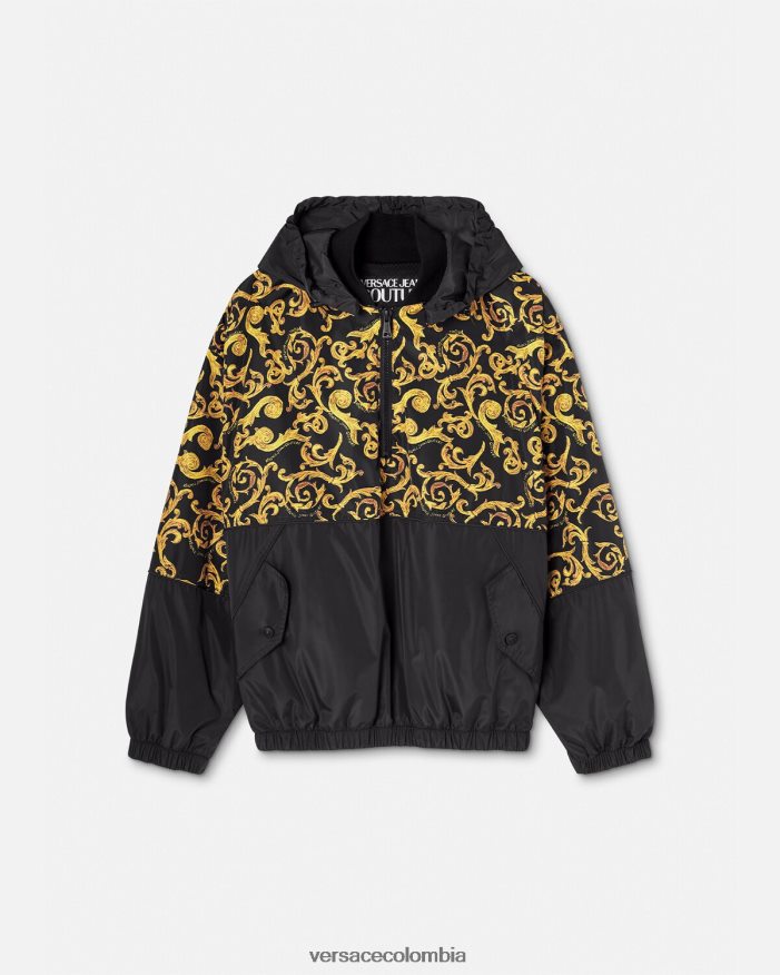 hombres chaqueta con capucha de alta costura Versace oro negro 2RP40F2380 ropa